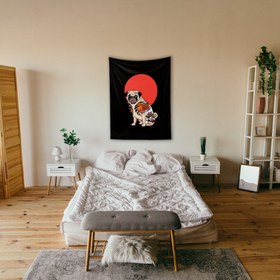 Resim The Pug - Köpekli Duvar Örtüsü - 160 cm x 220 cm 