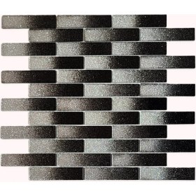 Resim MozaiKristaL Mutfak Tezgah Arası Kristal Cam Mozaik. Cam Ölçüsü: 23X98X4 Mm. File Ölçüsü: 30X30 Cm. Renk: Beyaz-Siyah Gümüş Efekt. ( 1 Koli = 1 M2 FİYATIDIR ) 