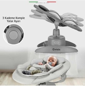Resim Elele Roma Lüks Elektrikli Otomatik Sallanan Ana Kucağı 360 Dönebilen Kademeli Antrasit 