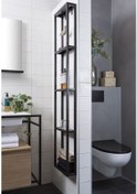 Resim Metal Banyo Duvar Rafı Ahşaplı Banyo Rafı Çok Renkli 