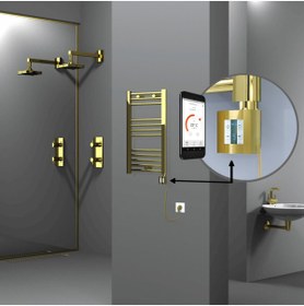 Resim Radiva HAITI Elektirikli Havlupan 400x700 Düz Altın (KTX4 Termostat) 200W Spiral Kablolu 