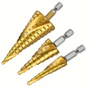Resim 3 adet Titanyum Kaplamalı Yüksek Hızlı Çelik Adım Matkap Seti - Dayanıklı, Uzun Ömürlü Matkap Uçları Ahşap ve Metal için, Geliştirilmiş Matkap Gücü, Metal İşleme Temel Gereksinimleri | Hassas Matkap | Dayanıklı Matkap Uçları, Metal Matkap Uçları 
