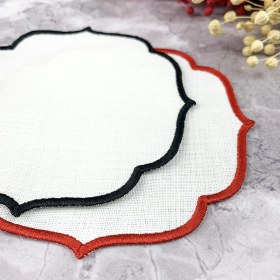 Resim Weare2 Kırmızı ve Siyah Renkli Nakışlı 2'li Kokteyl Peçetesi 