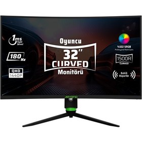 Resim MONSTER Aryond A32 V2 32" 180hz Qhd 1 Ms Hdr10 300 Nit G-sync Freesync Curved Va Oyuncu Monitörü 
