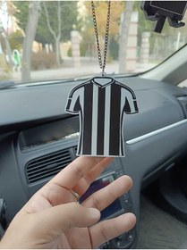 Resim Arzuca Konsept Bjk Forması Desenli Dikiz Aynası Süsü | Taraftar Ayna Süsü | Siyah Beyaz Ayna Süsü 