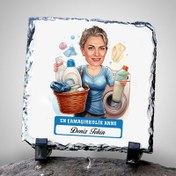 Resim Çamaşırkolik Anne Karikatürlü Taş Baskı 