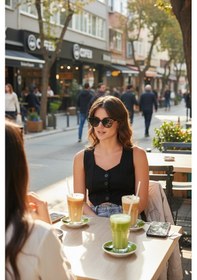 Resim Lela Slim Fit Kalp Yaka Düğmeli Kalın Askılı Crop Bayan Yelek 5865497 Siyah 