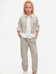 Resim Kız Çocuk Pamuklu Gömlek Detaylı Ceket-15553 Beyaz 