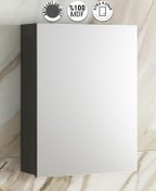 Resim ÖZCEDEN Yıldız 45 cm Anrasit Gri Mat MDF Aynalı Asma Banyo Üst Dolabı 