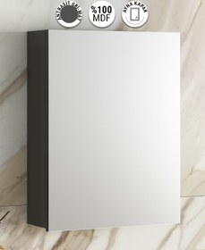 Resim ÖZCEDEN Yıldız 45 cm Anrasit Gri Mat MDF Aynalı Asma Banyo Üst Dolabı 