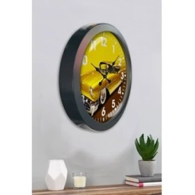 Resim Bahat Salon Ofis Duvar Saati Gri Metal Çerçeve 36 cm 