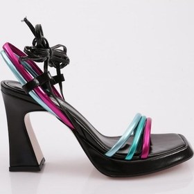 Resim Dgn 7835 Kadin Düz Burun Kalin Topuklu Sandalet 7835-424-R4506 Siyah 