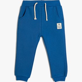 Resim Erkek Bebek Jogger Eşofman Altı Aplike Detaylı Beli Bağlamalı Şardonlu 