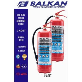 Resim BALKAN YANGIN VE GÜVENLİK SİSTEMLERİ 6 kg Ruhsata Uygun 4 Yıl Tozlu Yangın Tüpü 2 Adet 