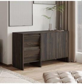 Resim Laris 130 Cm Modern Konsol 4 Kapaklı, Yüksek Ayaklı, Minimalist Tasarım Ceviz 