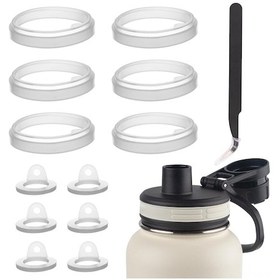 Resim Skycity Evrensel Termos Bardak Değiştirme Kapağı 24/32/40/64 Unca Uyumlu - 6 Şeffaf Halka Aksesuar, 6 Beyaz Delikli Yıkama Levhası Ve 11cm Eğri Pinzetle 