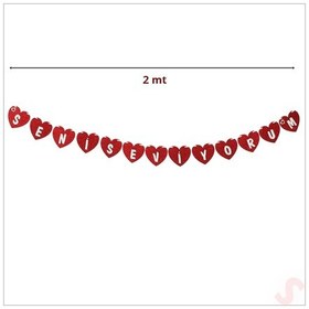 Resim Kalpli Seni Seviyorum Simli Eva Banner, 2 mt 