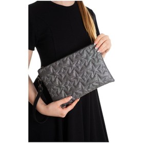 Resim Newish Polo Newsih Polo Kadın Yıldız Desenli Parlak Portföy & Clutch Çanta - New405 Gri 