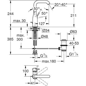 Resim Grohe Essence Lavabo Bataryası L-Boyut Hard Graphite - 32628A01 