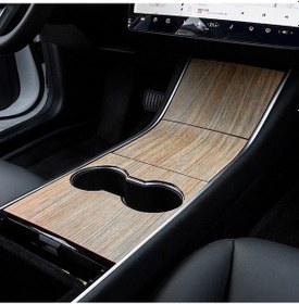Resim Tesla Model 3 İçin 2021'den Önce Araba Merkezi Kontrol Paneli Filmi Çizilmeye Dayanıklı Pvc Dekoratif Ahşap 