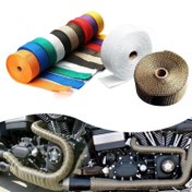 Resim 5m Fiberglas Egzoz Isı Sarma - Motosiklet & Araba Boru Yalıtım Bandı Paslanmaz Çelik Bağcıklarla, 2000°F Sıcaklığa Dayanıklı 