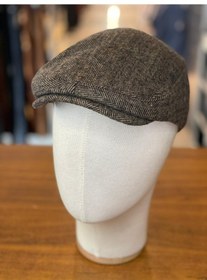 Resim Hamze İngiliz London Model Balıksırtı Desen Kaşe Kumaş Kasket Şapka Kahverengi 