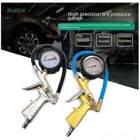 Resim Xiyyadms Araç Lastik Basıncı Ölçer Ve Şişirici, Bakır Uçlu Göstergeli Tıklama Tipi, Akıllı Okuma, Pil Gerektirmez, Dayanıklı Çinko Alaşımlı Materyal 