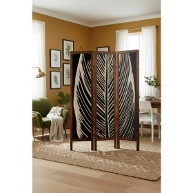 Resim Artavessa Premium Ahşap Çerçeveli 3 Kanatlı Kanvas Paravan - Modern Desenli Seperatör - 138X170 cm 