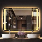 Resim Global Led Mirror 80X120 cm Kumlamalı Ledli Ayna Duvar Salon Banyo Wc Ofis Yatak Odası Boy Ledli Ayna 