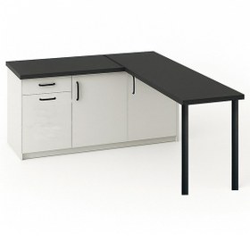 Resim May Mutfak Adası-l Mutfak Adası-1 Çekmeceli 3 Kapaklı-çok Amaçlı Dolap-alt Modül-kiler - 150 Cm Beyaz - Antrasit 