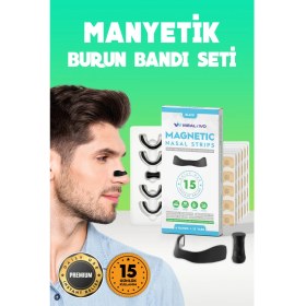 Resim Wealtivo Premium Manyetik Burun Bandı 15’li Siyah Estetik - Güçlü Yapışkan ve Mıknatıslı, Horlamadan Kolay Nefes ve Spor Performansı 