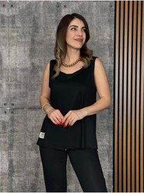 Resim Kokosh moda Kadın Askılı Yuvarlak Yaka Viskon Iki Iplik Bluz Ve Eşofman Altı Ikili Takım 