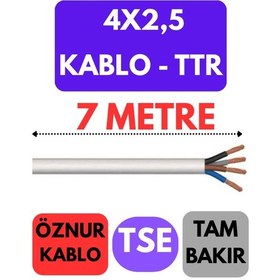 Resim Öznur 4x2,5 Ttr Kablo Metre Seçenekli Beyaz - 7 Metre 