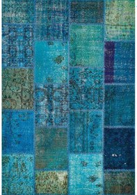 Resim Hoom Rugs Antik Patchwork Turkuaz El Dokuma Kilim Turkuaz 