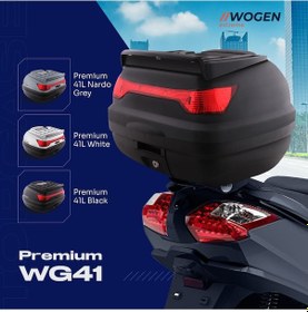 Resim Wogen 41 Lt Motosiklet Arka Çanta Üst Bagaj+Sırt Dayama Beyaz 