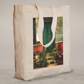 Resim Knitted Handle Canvas Bag - 3 