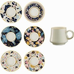 Resim Sandro Moreno 1453 Potpuri Double Yüzük Gold 12 Parça 6 Kişilik Kahve Fincan Takımı 120 ml 