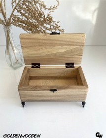 Resim Doğal Ahşap Takı Kutusu Ahşap Saklama Kutusu Ceviz Boy:20cm En:11cm Yük:9,5cm 