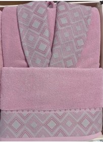 Resim Özdilek Snazzy Antrasit Pembe Aile Bornoz Seti Özdilek Bornoz Seti 