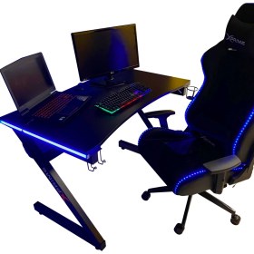 Resim Xprime Markus Oyuncu Masası 115 cm Genişlik 78 cm Yükseklik Siyah Ahşap ile RGB Ledli Özellik 