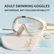 Resim Kadınlar İçin Pembe Büyük Çerçeveli Yüzme Gözlüğü - Anti-Buğulu, Su Geçirmez, HD Net Görüş, Kulak Tıkaçlı ve Ayarlanabilir Kayışlı - Antrenman, Fitness, Tatil Hediyesi (Noel, Cadılar Bayramı, Anneler Günü) için Rahat Kullanım 