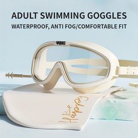 Resim Kadınlar İçin Pembe Büyük Çerçeveli Yüzme Gözlüğü - Anti-Buğulu, Su Geçirmez, HD Net Görüş, Kulak Tıkaçlı ve Ayarlanabilir Kayışlı - Antrenman, Fitness, Tatil Hediyesi (Noel, Cadılar Bayramı, Anneler Günü) için Rahat Kullanım 