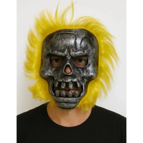 Resim Wild Skull - Metal Kafatası Sarı Saçlı Iskelet Maske 