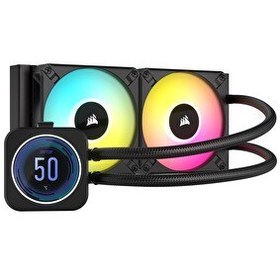 Resim Corsair iCUE H100i Elite LCD XT ARGB 240mm AM5/1851P Siyah İşlemci Sıvı Soğutucu 