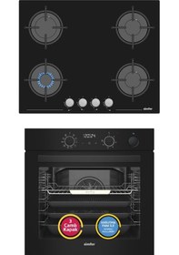 Resim Simfer Steam Master 8244 + 3653 2'li Ankastre Set Siyah 