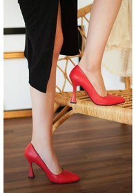 Resim Preshley Kadın Samba Kırmızı Stiletto 9 Cm Topuklu Ayakkabı-kırmızı Kırmızı 