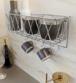 Resim boz concept home Mutfak Rafı Lüks Modern Gümüş Metal Baharatlık Rafı Organizer Düzenleyici 