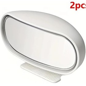 Resim Gateesat 2 Adet Beyaz Araç Kör Nokta Aynası 360 Derece Ayarlanabilir Yardımcı Ters Görüş Aynası 