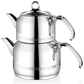 Resim 8092 - Xxl Jumbo Boy - 4 Parça - Paslanmaz Çelik, Indüksiyon Uyumlu, Çaydanlık, Gümüş Gövde, Gümüş Detay Gümüş 