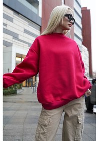 Resim Madmext Madmext MG1559 Bisiklet Yaka Basic Kadın Sweatshirt - Fuşya 